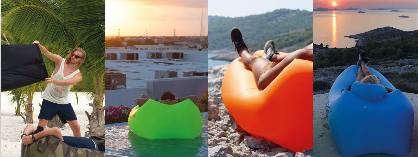 Chillbean Air lounger on the beach and camping