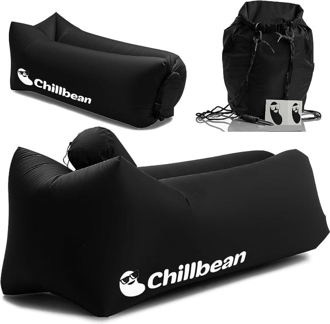 Générique [Bag Chill] Air Sofa Matelas Hamac Gonflable LayChill, Transat Pour Camping, Randonnée, Voyage, Piscine Et Plage Piquet [Cadeau] Lunettes De Soleil Bracelet Pliable (CHAIRCHILL Jaune - 1